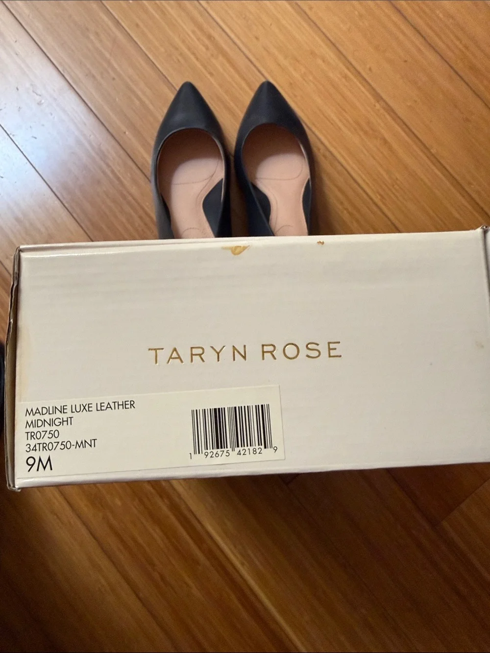 NIB NWT Taryn Rose “Midnight” Leather Pointed Block Heel Pumps